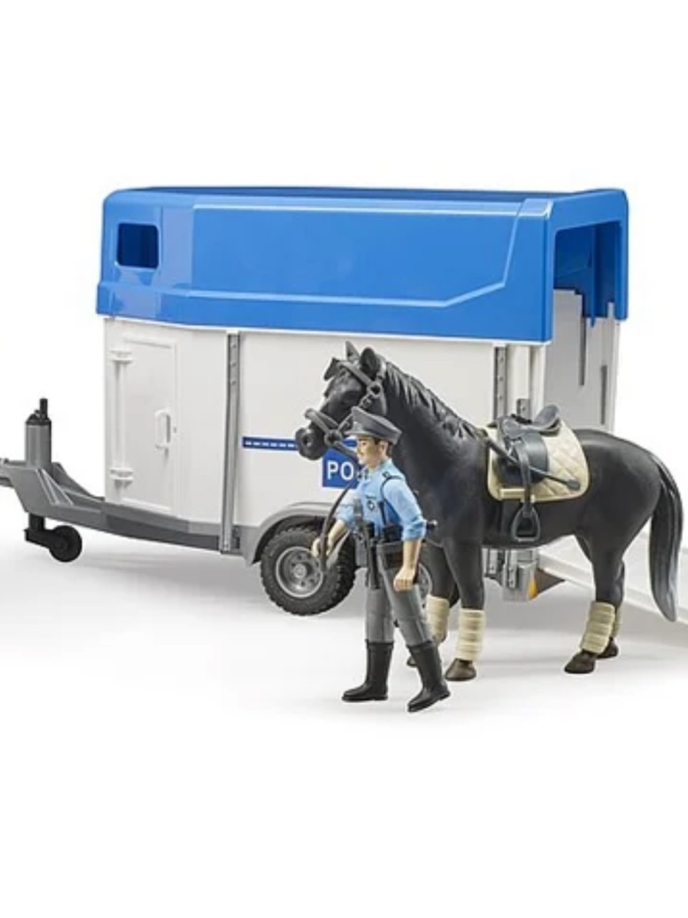 Bruder police horse trailer & horse